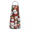 Christmas Snowman Print  Apron Chef Cooking Tablier Waterproof Bib Kitchen Cleaning Pinafore for Women Men Gardening