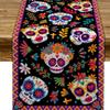Linen Skull Table Runner Skeleton Tablecloth Banquet Tablecover  Day of The Dead