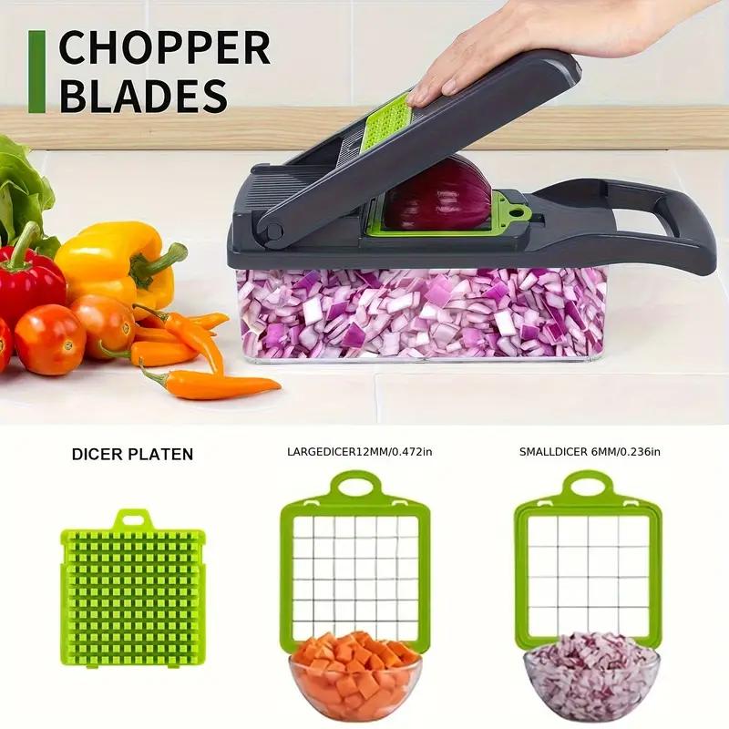 16-in-1 Multifunctional Vegetable Chopper Manual Food Slicer Dicer with Container Vegetable Cutter for Onion, Carrot, Garlic Kitchen Gadgets
