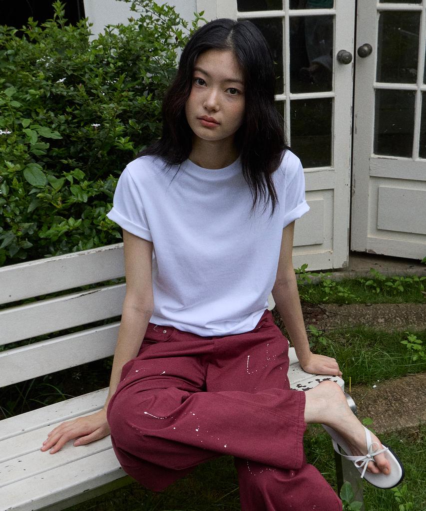 MOOD INSIDE WOMAN (Woman) Color Pack Essential Layered Crop Half Tee_Gray