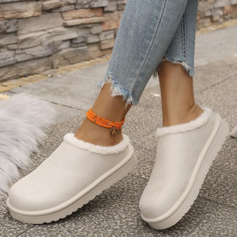 Fashion Ladies Shoes 2025 New Closed Toe Women's Slippers Fashion Outdoor Casual Winter Plus Velvet Keep Warm Comfortable Flat Slippers