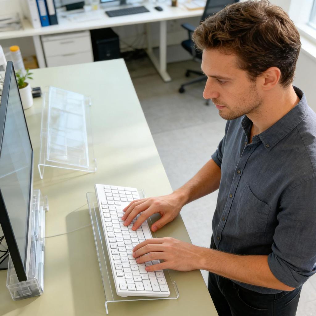 Keyboard Stand Ergonomic Clear Tray Keyboard Tray Holder for Office for Home Study Room Reception School Cubicle Work Gamers