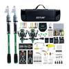 Goture Black Green Travel Fishing Rod Start Set | 2.7M 24T Pure Carbon Fishing Set Telescopic Twin Rod + 9+1 Reel + 600D Bag Compatible with