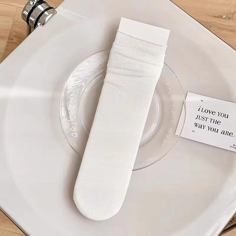 Women's Summer Ice Tube Socks – Thin Black & White Pile Stockings