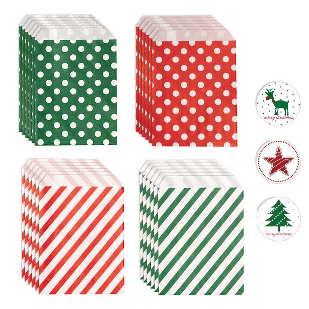 

24pcs Christmas Treat Bags 5 X 7 Inches Red Green Candy Paper Bags Brand New