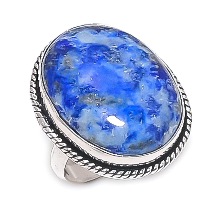 

Ювелирное кольцо из стерлингового серебра 925 пробы с лазуритом, размер 9