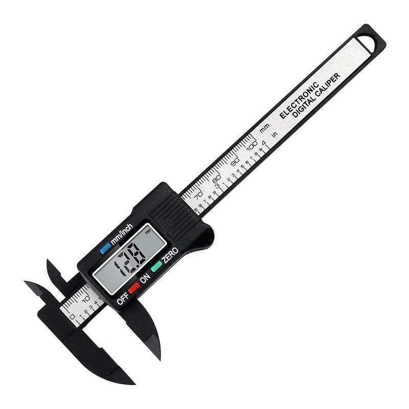 Digitaler Messschieber 0-100mm, Kunststoffwerkzeug mit zwei Tasten zur Messung von Innen- und Außendurchmessern