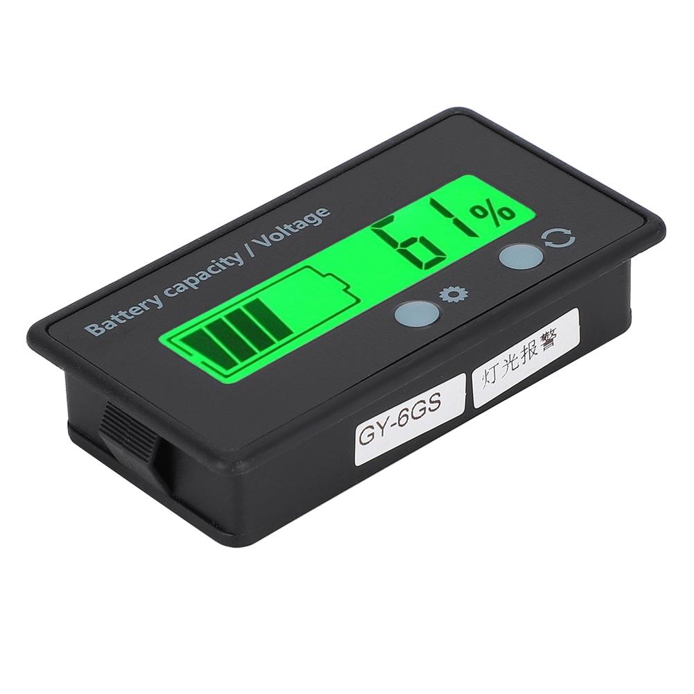 GY6GS Battery Power LCD Display Voltage Meter 1284V with Light Alarm Function (Green Light)