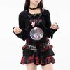 Gothic Bat Wing Plush Cat Ita Bag, Black Fuzzy Crossbody Backpack with Clear Window, Kawaii Dark Lolita Shoulder Bag