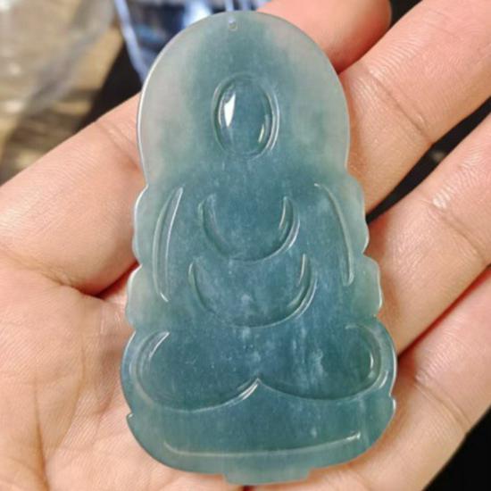 Guanyin Bodhisattva Jade Pendant Amulet - Carved Natural Jade, Unisex, Grade A