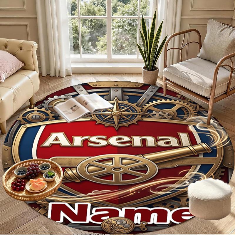 Custom Name Personalized Arsenal F.C Print Round Rug, Versatile Home Decor Carpet, for Playroom, Apartment, Balcony, Entryway, Hallway Gift