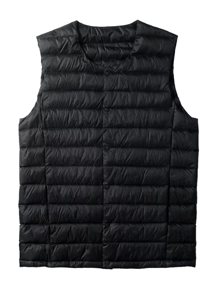 

YEJUAWEN Ultralight Down Lightweight and Warm for Fall and Winter Men s Vest, Collarless, (WEN013) (L, Black) чёрный