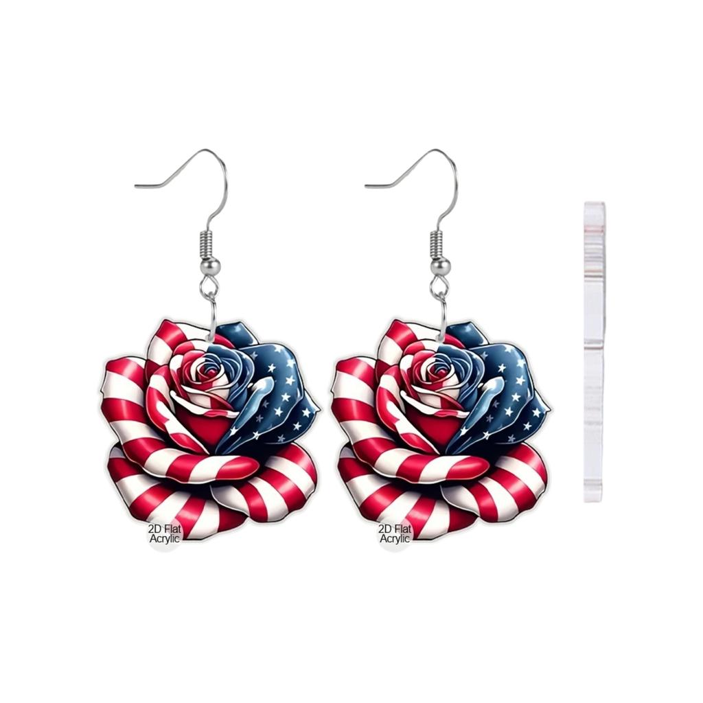 American Flag Independence Day Acrylic Earrings Pendant, Women's Gift, Decoration, Holiday. 2D