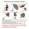 Strong Windproof Automatic Umbrella - Fully Auto Open/Close Large Folding Parasol with UV Protection & Ring Handle, Heavy Duty Travel Umbrella