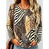 3D Casual Color Printing Casual Long SleeveFashion Women's Crew Neck Long Sleeve  Crew Neck T-Shirt
