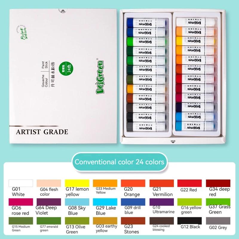 12/18/24 Cores Bastões de Tinta Guache Sólida Suave Desenho Graffiti Arte Lápis de Cor Lavável Não Tóxico para Estudantes Artistas Pintor