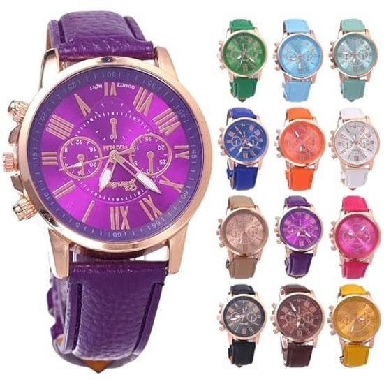 JUJUGEN Chronograph Round Design Analog Watch Fake Leather Belt Fashion Accessory Formal Casual Business Men Women Unisex