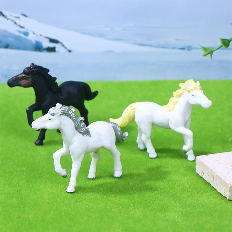 2026 Horse Figurine Decoration Plastic Horse Statue Realistic Pony Statue Home Desktop Office Ornament Feng Shui Horse Decor