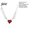 Chain Necklace Women Red Rhinestone Heart Pendant Skeleton Hand Shape