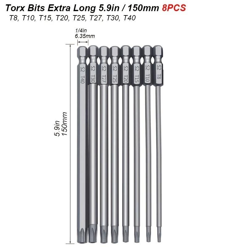 Magnetic Torx Screwdriver Set 150mm Extra Long Security Tamper Proof Star Drill Bit Screw Driver Tips Hex 1/4 for Rotary Tool