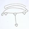 Rhinestone Body Chains Belt Crystal Waist Chains Heart Pendant Summer Beach Waist Body Jewelry Festival Belt Belly Jewelry