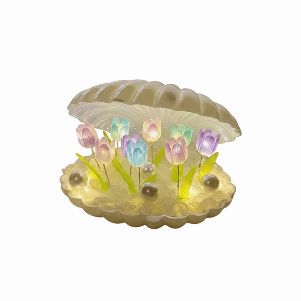 Acrylic Flowers DIY Tulip Night Light Handmade Decorative Atmosphere Light Tulips Flower Table Lamp Bedroom Atmosphere Light