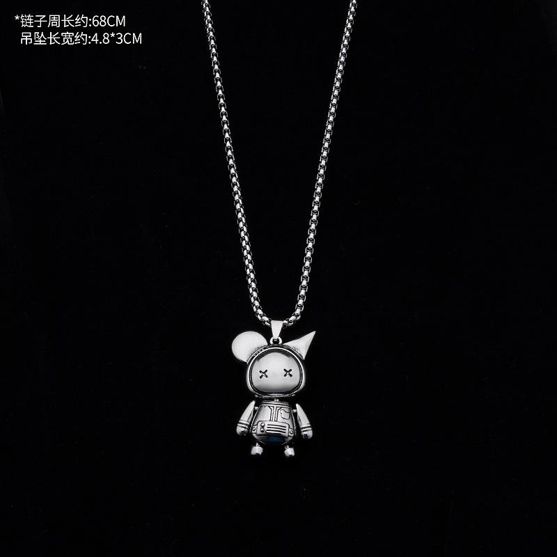 Wind Movable Doll Necklace Men'S Titanium Steel Non-Fading Chain Hip-Hop Personality Little Monster Pendant Women'S Summer Tide