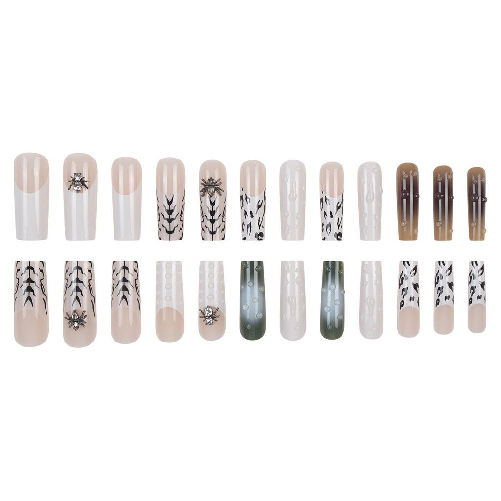 Halloween Spider 3D Three-Dimensional Wearing Nail French Manicure Long Wearing Nail Piece Press On Nails