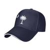 South Carolina Palmettobäume Baseballkappe Unisex Damen Entenschnabel Klassischer Sandwich-Hut Einfarbig Dunkelblau