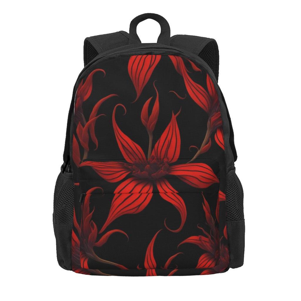 Lily Floral Backpack Unisex 90s Nostalgia Flower Pattern Backpacks Polyester Cool School Bags Daily High Quality Rucksack