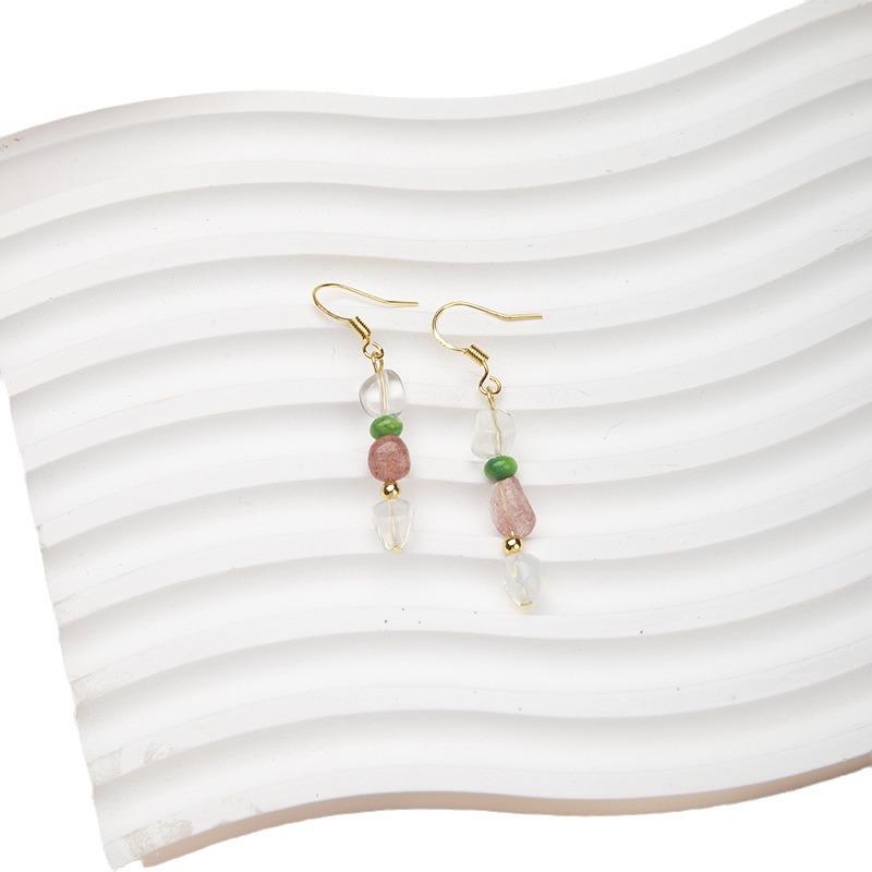 

Vintage Chinese Handmade Natural Stone Earrings - Women s Unique Fashion