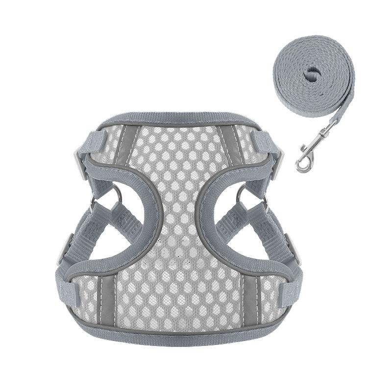 Coleira tipo colete respirável com peitoral para gato de estimação, cachorro, corda para gato para sair, corrente para gato anti-quebra livre