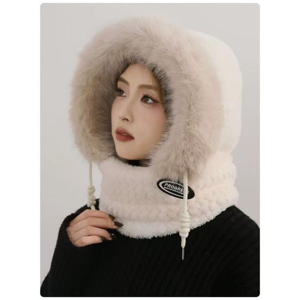 Windproof Hat for Women, Autumn and Winter Cycling, Keeping Warm and Ear Protecting. Outdoor One-piece Hood, Plush Scarf Mask