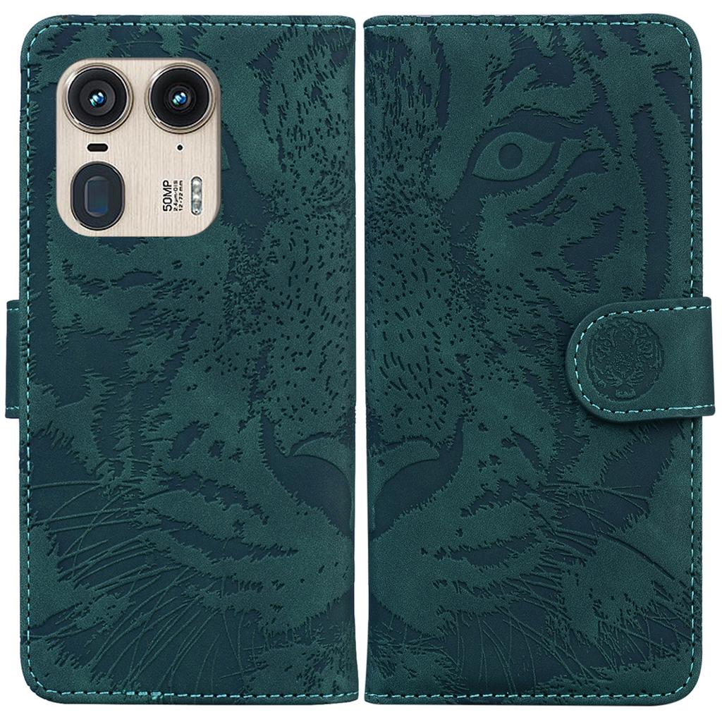 For Motorola Edge 50 Ultra 5G/Moto X50 Ultra 5G Case Tiger Imprint PU Leather Flip Phone Cover