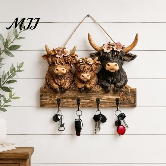 Dunkle Ästhetik Wandkunst Halloween Eingangsbereich Schlüsselhalter mit 4 Haken, Hängendes Holzschild, Montierbares handgefertigtes Holzhandwerk Rack für Schlüssel Taschen Und Leinen,