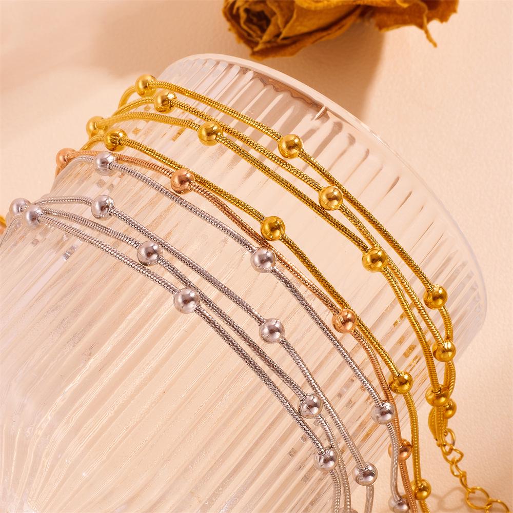 

Tri-color Stainless Steel Snake Chain Bracelet Anklet - Waterproof & Tarnish-Resistant