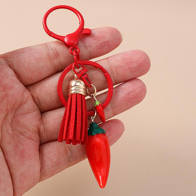 Porte-clés Piment Mignon Porte-clés Cerise Fruit Simulation Pour Femmes Pendentifs Sac à Main Bijoux Porte-clés DIY Cadeau