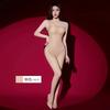 Sexy Women Diagonal Neckline Yoga Shaping Bodysuit Oil Glossy Shiny 5D Smooth Single Sleeve Tights See Through Maid Leotard
