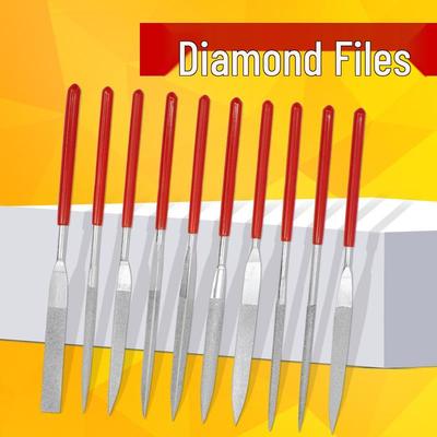 Assorted Diamond Electroplated Files: Flat, Square, Triangular, and Semi-circular Models, 3x140