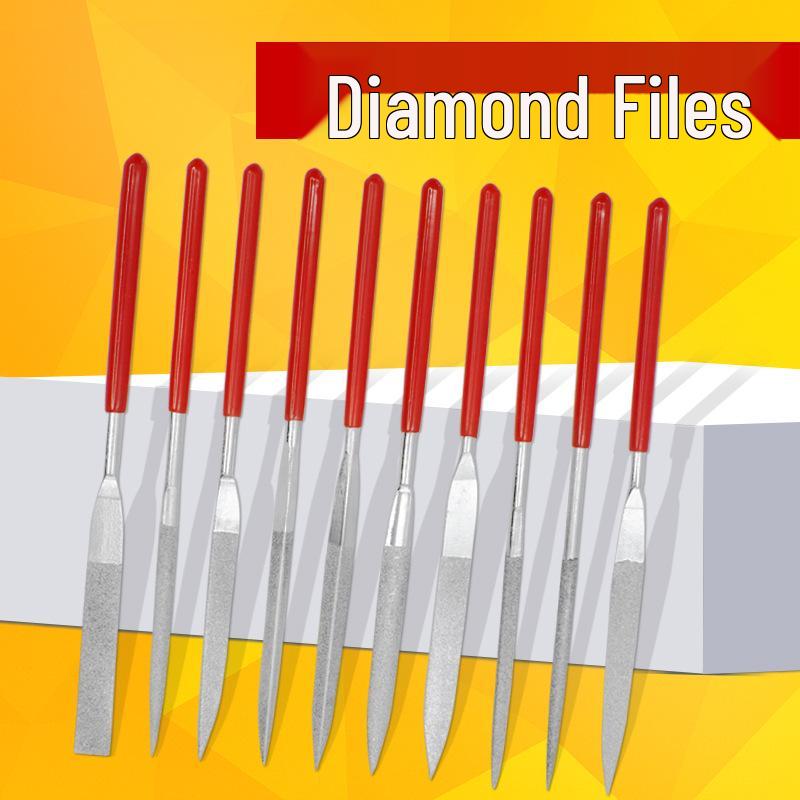 

Assorted Diamond Electroplated Files: Flat, Square, Triangular, and Semi-circular Models, 3x140 1 pc round file 3*140