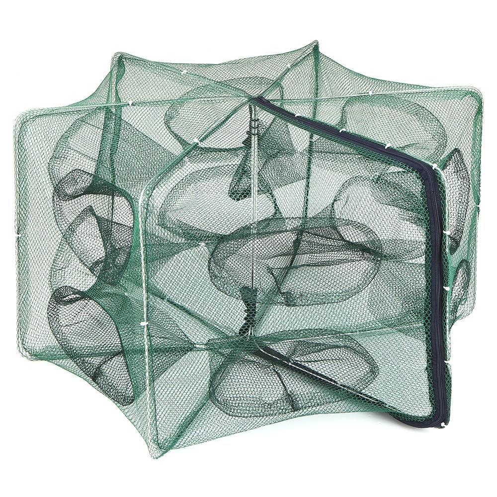 Foldable Fishing Net   6 Hole Fishing Net Shrimp Cage Trap Minnow Crab Baits Mesh Trap Net