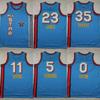 Maillot de basket All-Star 25ème anniversaire: Gilet sans manches bleu clair - Irving, James, Durant, Tatum, Edwards
