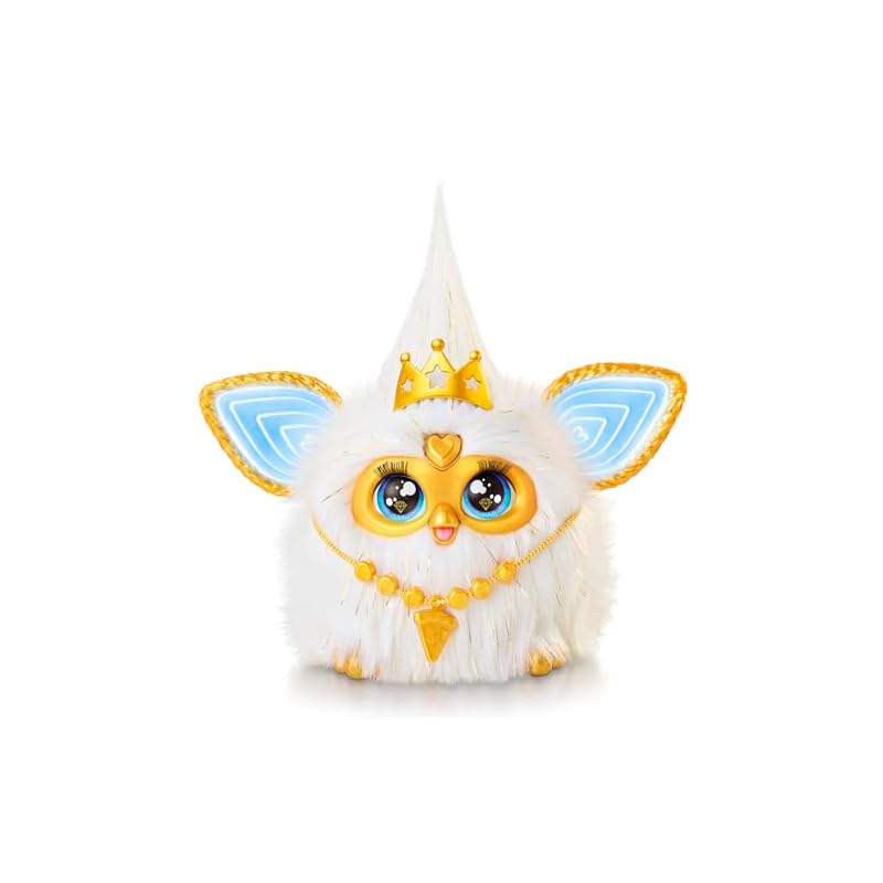 Hasbro Furby White & Gold Voice-Activated Interactive Toy for Boys and Girls Ages 6+ with Fashion Accessories, Animatronic Motorized Plush Toy for