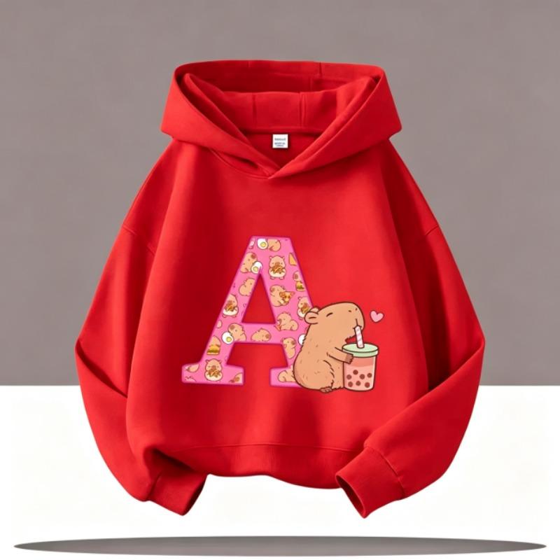 Hoodies für Jungen Mädchen Lässiges Sweatshirt Kinderkleidung Oberteile Langarm Hoodie Cartoon A B C Bedruckt Mit Kapuze 3 Farben Pullover