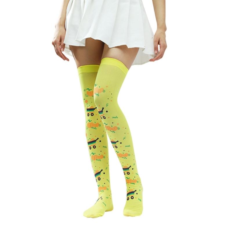 

Thigh High Long Stockings Over Knee Socks Halloween Cosplay Festival Stockings Printed Stockings for Women and Girls