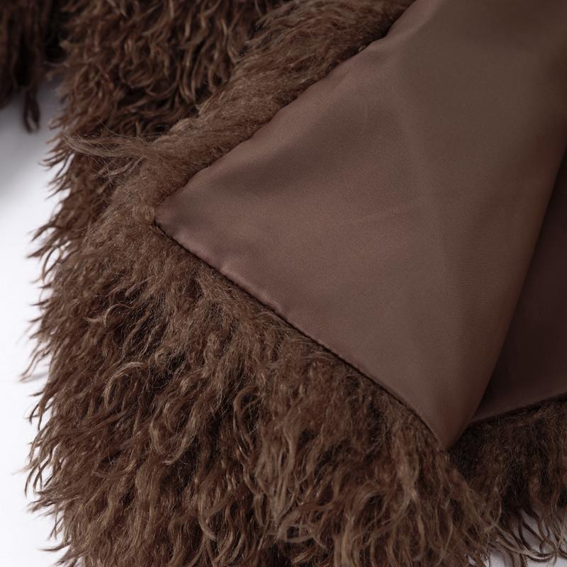 Mantocă ocazională de blană artificială pentru femei, toamnă, iarnă, cu gâtul în formă de O, cu păr lung, cu mâneci întregi, pardesiu gros, pentru femei, îmbrăcăminte exterioară elegantă pentru femeie High Street