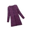 New Down Jacket Women's Light, Medium and Long Fashion and Thin White Duck Down Snap-button Round Neck Warm Liner Jacket