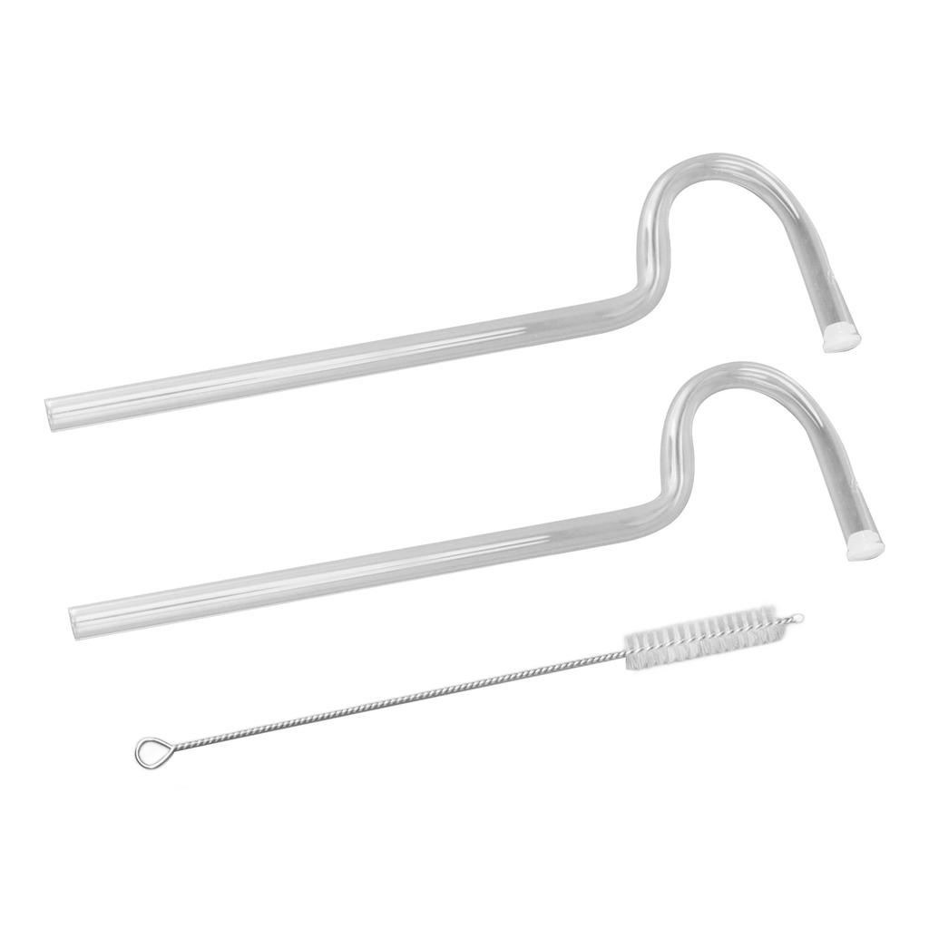 Flute Style Glass Drinking Straws Special Shaped Transparent High Borosilicate Juice Straws with Cleaning Brush