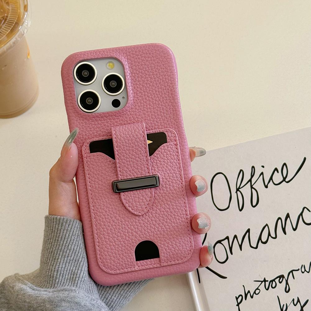 For iPhone 16 Pro Max Case with Card Slots Litchi Texture Leather+PET Phone Cover