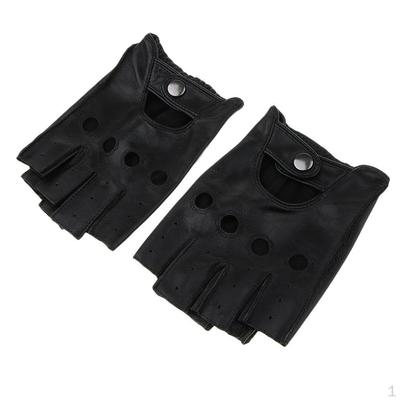 Faux Leather Mens Womens Biker Fingerless Cycle Gloves